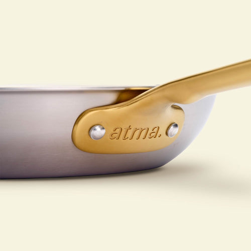 Pack Brigade - set de 3 poêles en inox avec manches dorés - Édition limitée - Atma Kitchenware