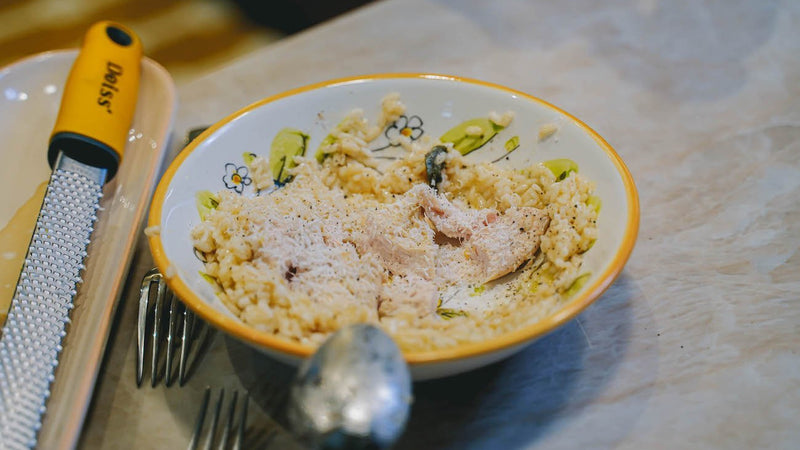 Risotto à la sauge et suprêmes de volaille - Atma Kitchenware