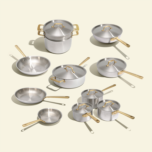 Batería de cocina de acero inoxidable, 19 piezas