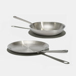 Le duo bonne poêle de 26cm et crêpière, inox 3-plis
