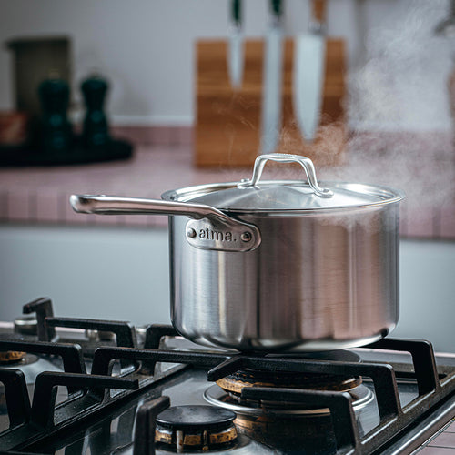 Batterie de cuisine en inox, 7 pièces