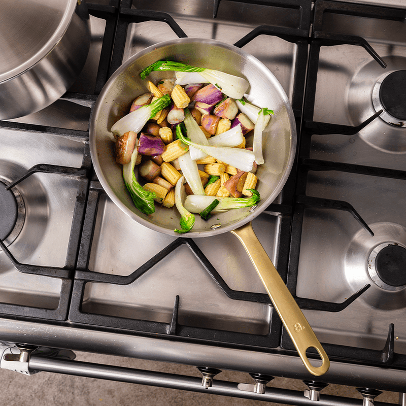 Batterie de cuisine en inox avec manches dorés, 21 pièces - Atma Kitchenware