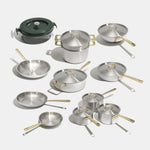 Batterie de cuisine en inox, manches dorés - 21 pièces - Atma Kitchenware
