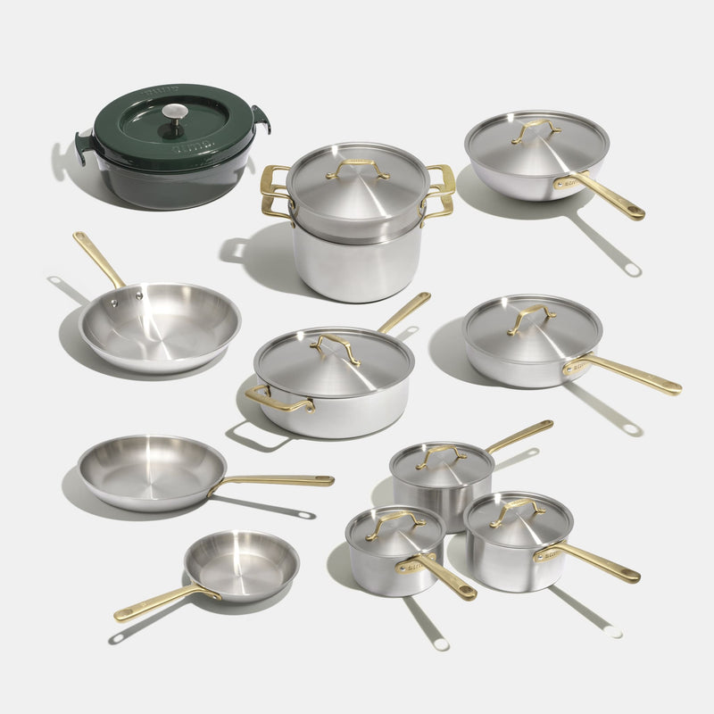Batterie de cuisine en inox, manches dorés - 21 pièces - Atma Kitchenware