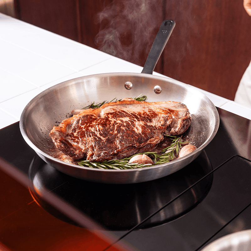 La bonne poêle en inox, manche noir - 32 cm - Atma Kitchenware