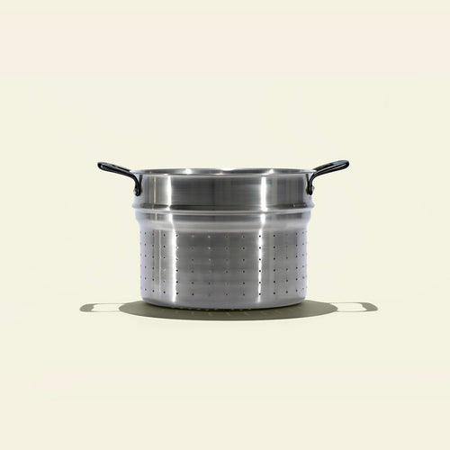 Le grand faitout en inox et son pasta pot, poignées noires - Atma Kitchenware