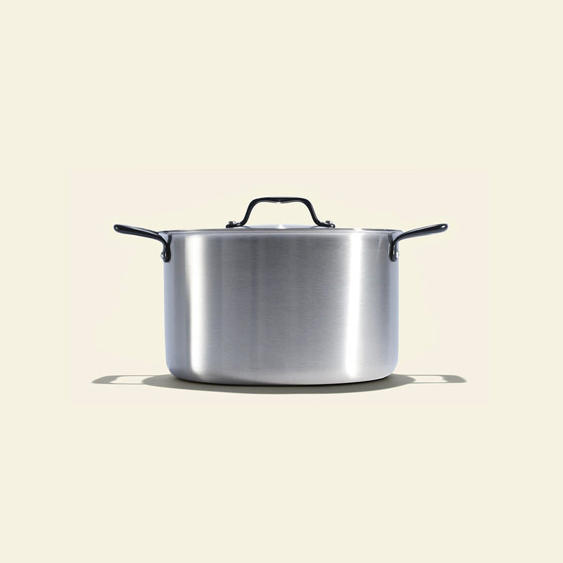 Le grand faitout en inox et son pasta pot, poignées noires - Atma Kitchenware