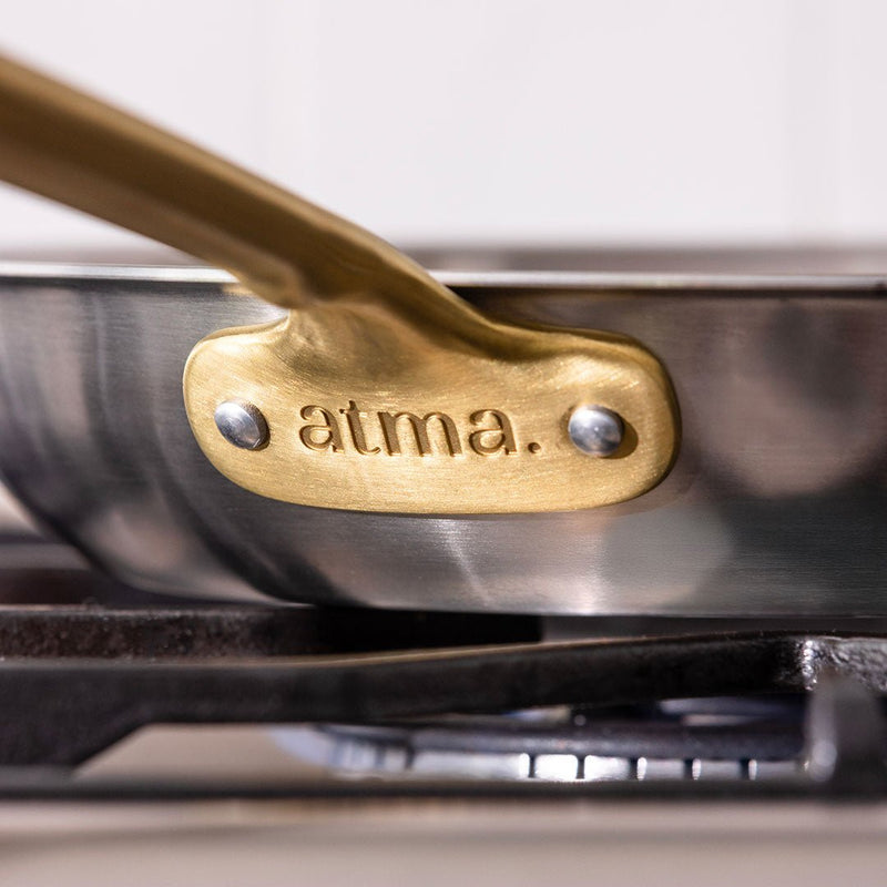 Pack Brigade - set de 3 poêles en inox avec manches dorés - Édition limitée - Atma Kitchenware