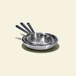 Pack Brigade - set de 3 poêles en inox avec manches noirs - Atma Kitchenware