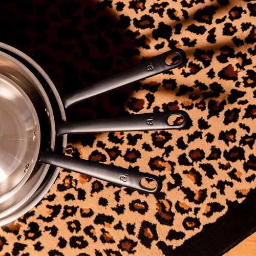 Pack Brigade - set de 3 poêles en inox avec manches noirs - Atma Kitchenware