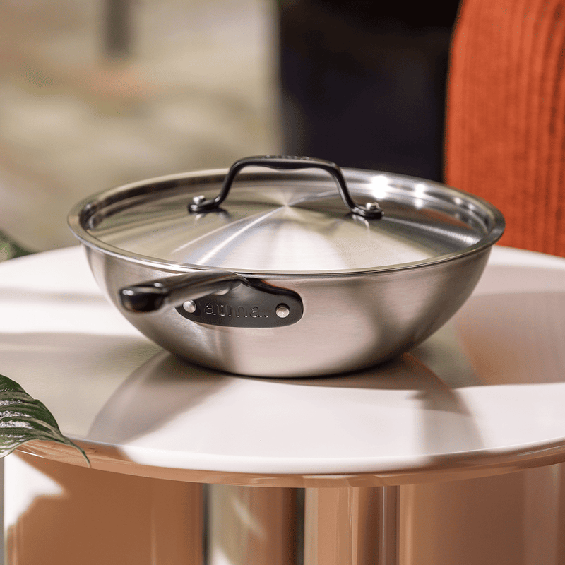 The Wok en inox, manche noir - 28 cm - Atma Kitchenware